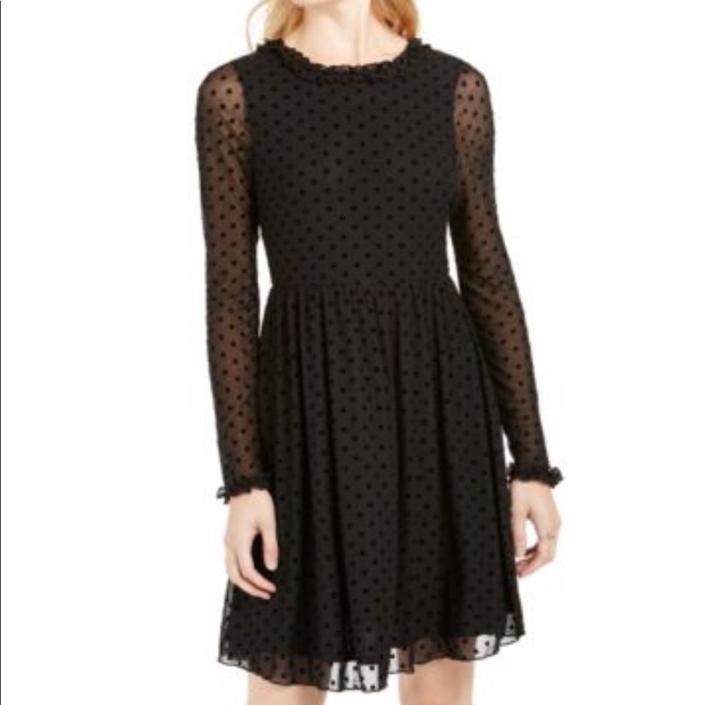 American rag black sheer polka dot dress new with tags